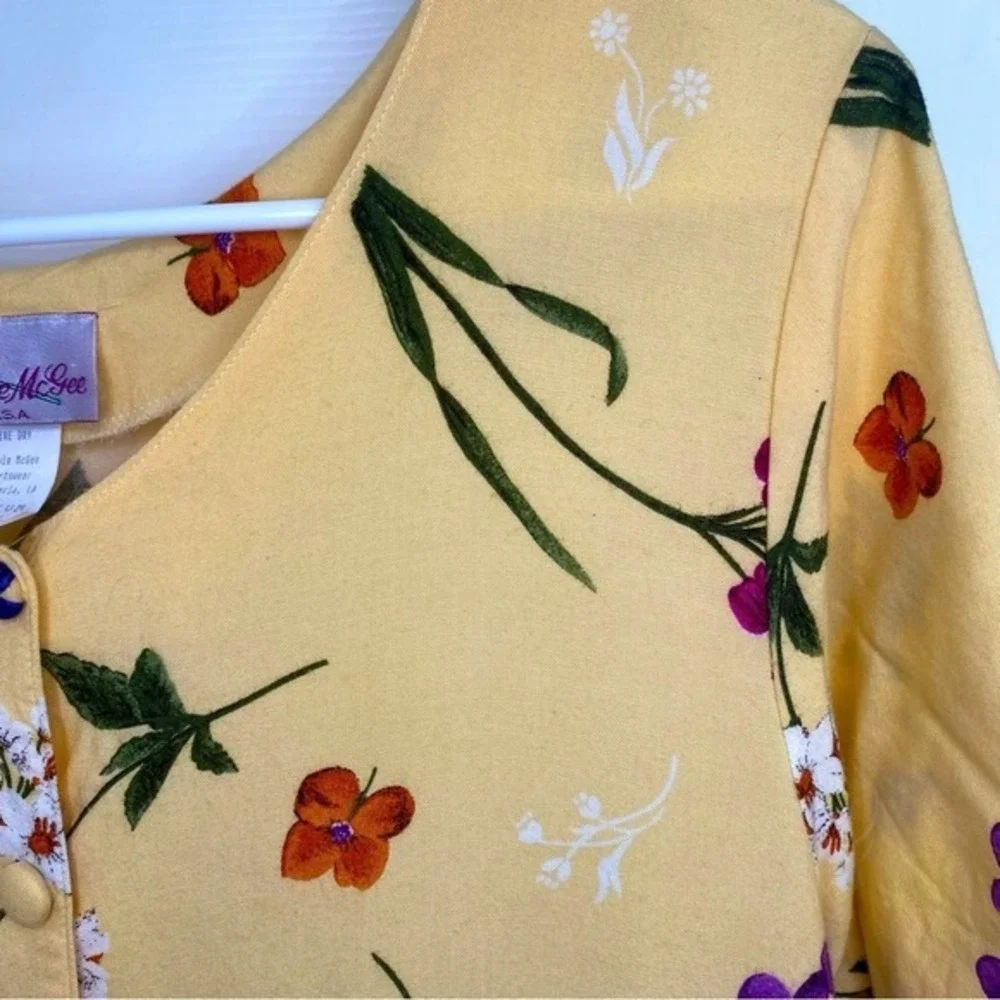 Y2K Vintage‎ BOBBIE MCGEE Women's 90s Floral Yellow Maxi Dress Cottage Core SZ M